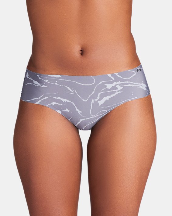 Women's UA Pure Stretch 3-Pack Printed No Show Hipster in Gray image number 0